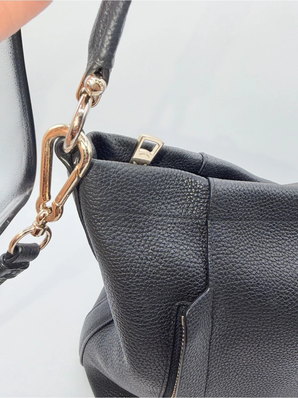 Coach Black Pebbled Leather Shoulder Bag with Detachable Strap